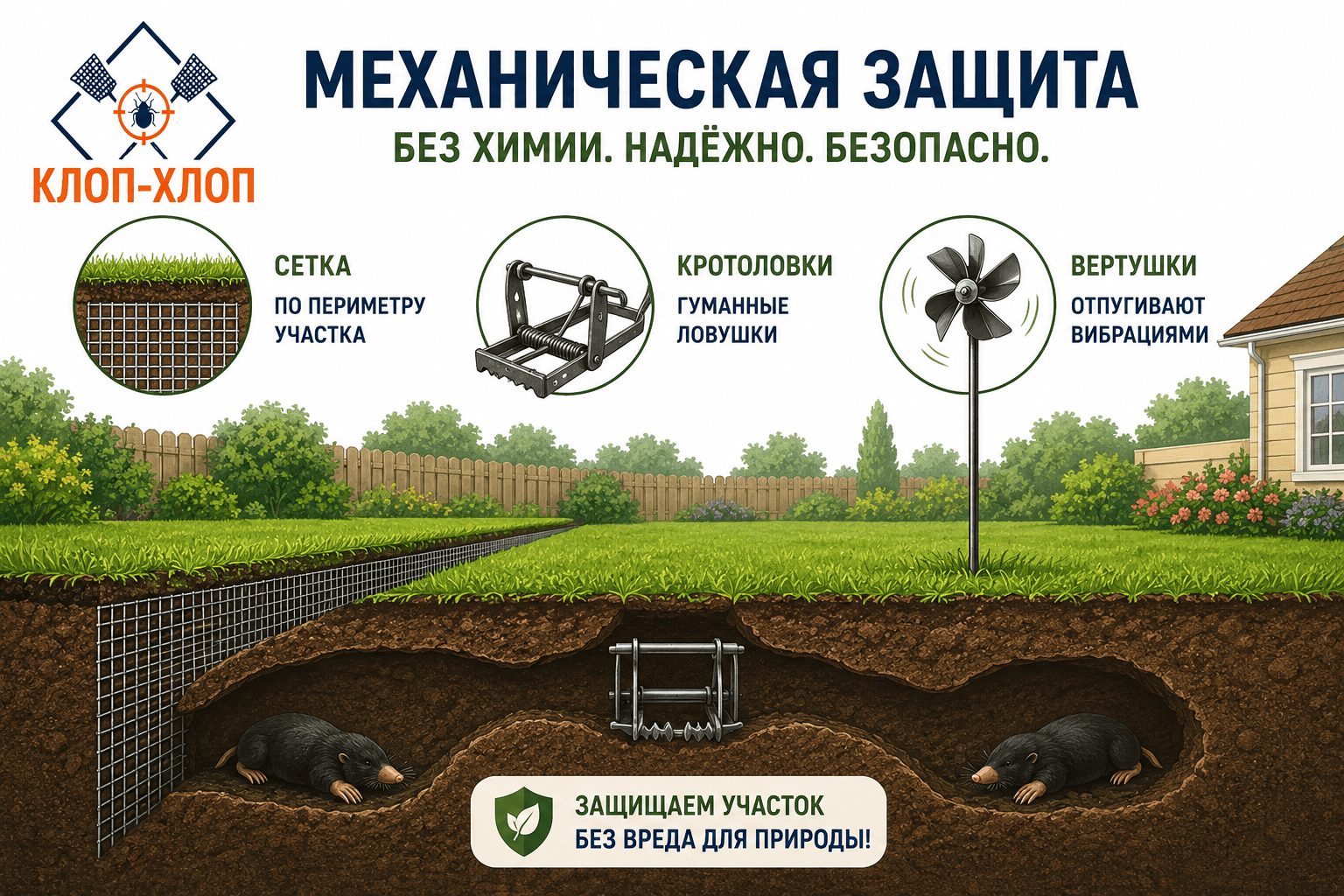 Механические и барьерные методы от кротов